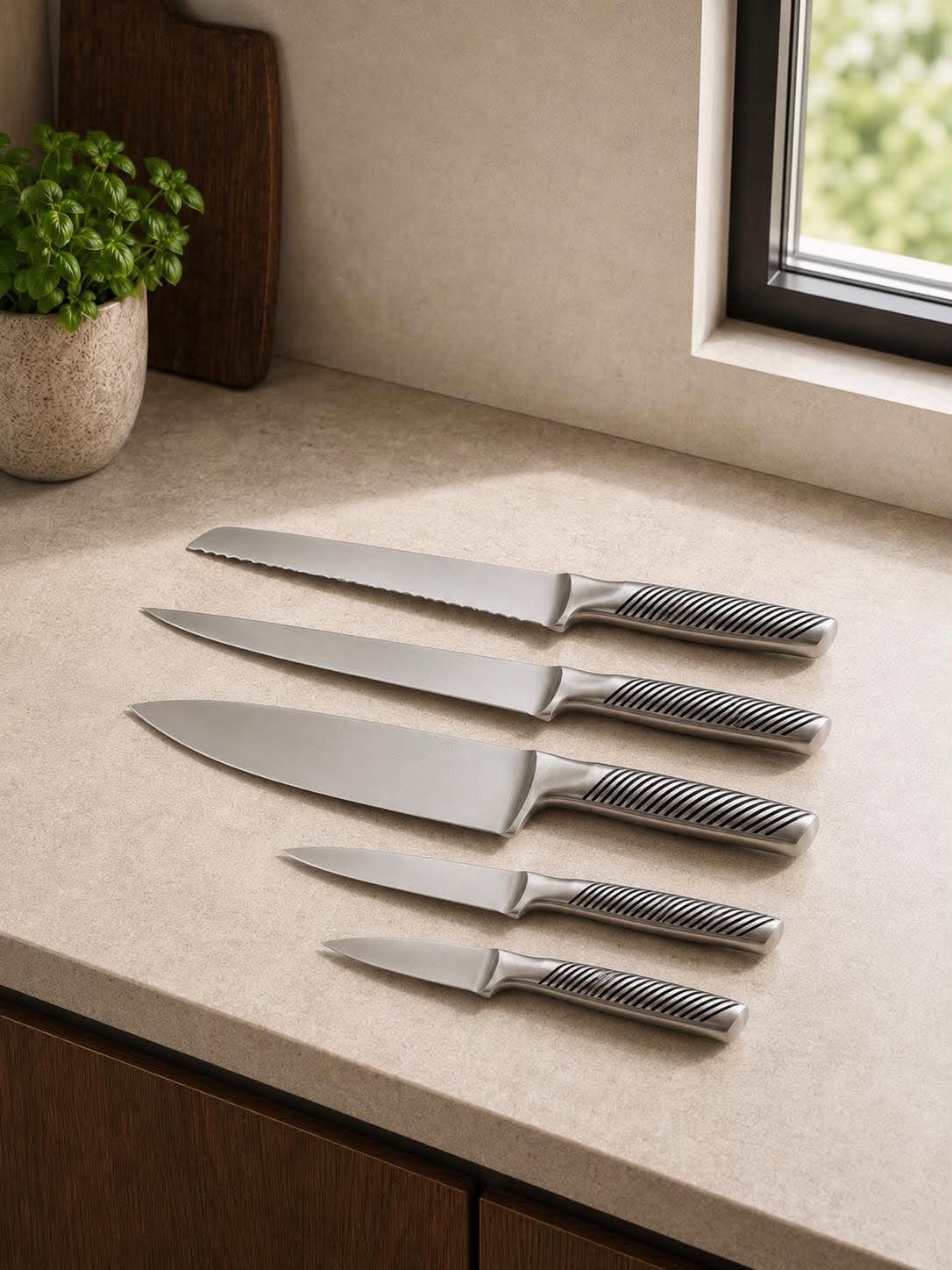 Knivset - set med 5 st - rostfritt stål